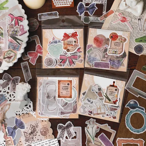 Adesivi per Journal Retrò Scrapbooking Carta Washi Pacchetto di Adesivi Decorativi per Agenda Fai da Te Serie Museo Piccoli Oggetti