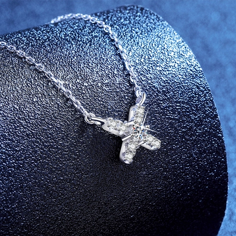 Collar de Moissanita de Plata de Ley S925 para Mujer Colgante en Forma de X Minimalista Certificado GRA Joyería Regalo