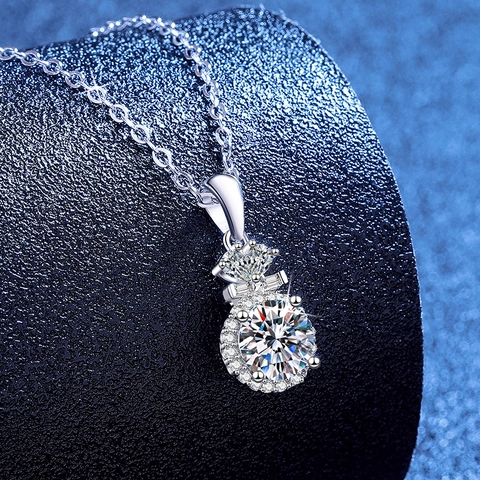 925 Sterling Silver Moissanite Necklace For Women D Color Round Brilliant Cut Pendant Elegant Fashion Jewelry Gift