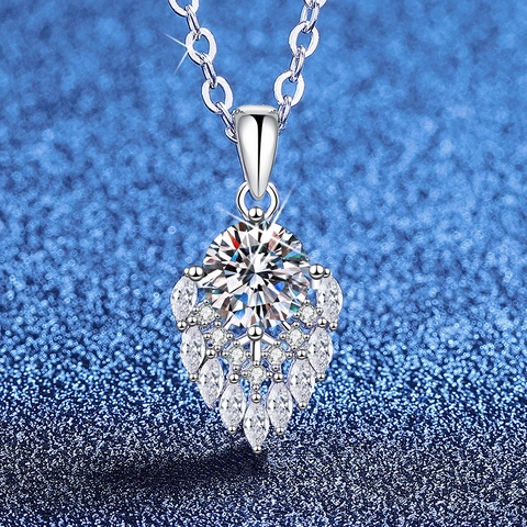 S925 Sterling Silver Moissanite Necklace Water Drop Pendant 1 Carat Moissanite With GRA Certificate For Women Jewelry