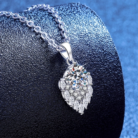 S925 Sterling Silver Moissanite Necklace Water Drop Pendant 1 Carat Moissanite With GRA Certificate For Women Jewelry