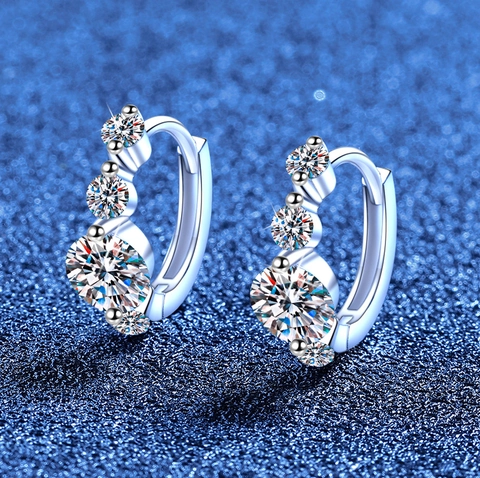 Pendientes de Aro Huggie de Plata de Ley S925 Con Moissanita para Mujer Joyería Geométrica Elegante Regalo de Boda