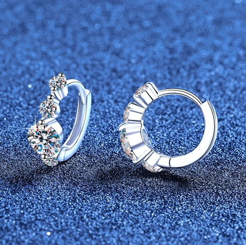 Pendientes de Aro Huggie de Plata de Ley S925 Con Moissanita para Mujer Joyería Geométrica Elegante Regalo de Boda