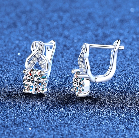 Orecchini in Argento Sterling 925 con Moissanite Amore Infinito Croce Nappa Orecchini a Bottone Lusso Taglio Rotondo Gioielleria Donna