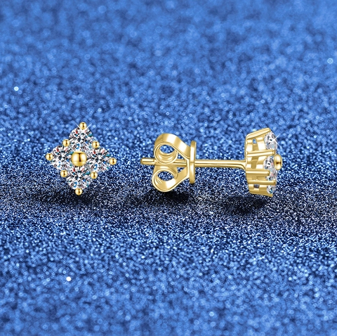 S925 Sterling Silver Moissanite Stud Earrings For Women Four-Leaf Clover Flower Shape With GRA Certificate Elegant Jewelry