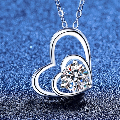 Collana con Ciondolo a Cuore in Argento Sterling 925 e Moissanite per Donna Elegante Collana a Cuore Regalo di Compleanno San Valentino Gioielli