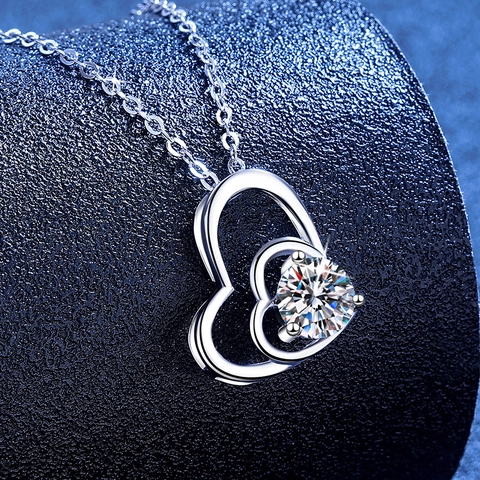 Collana con Ciondolo a Cuore in Argento Sterling 925 e Moissanite per Donna Elegante Collana a Cuore Regalo di Compleanno San Valentino Gioielli