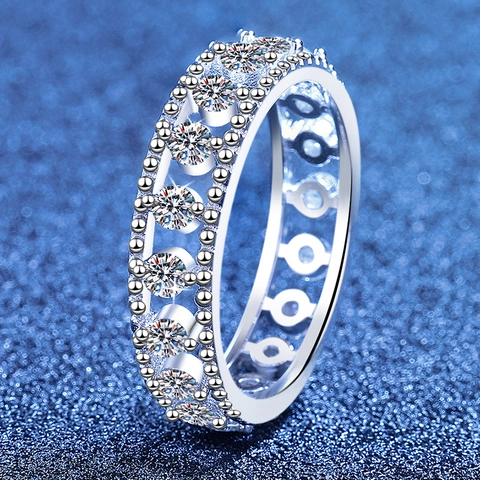 Luxus 925 Sterlingsilber Moissanit Ring Für Damen Funkelndes Eternity Band Modeschmuck Full Drill Hochzeit Party Fingerring