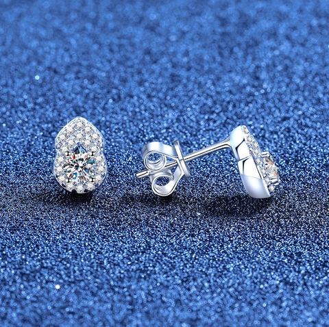 925 Sterling Silver Moissanite Hulu Stud Earrings For Women Elegant Gourd Shape Inlaid Jewelry Gift D Color VVS1