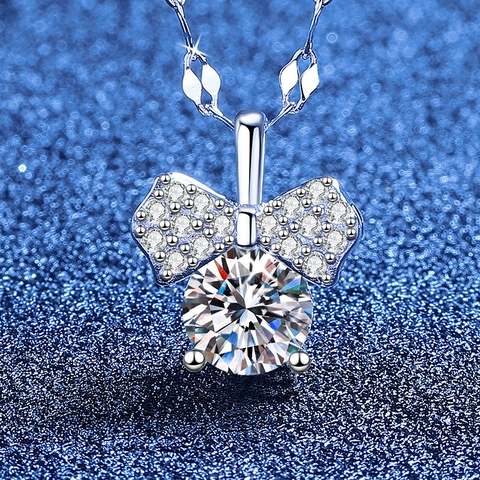 Collana con Ciondolo a Forma di Topo in Argento Sterling 925 Moissanite Fiocco Zirconia Intarsiata Gioielli Stile Dolce per Donna Regalo Elegante
