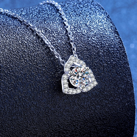 Collar de Colgante de Flor de Plata de Ley S925 Moissanita Mujer Estilo Coreano Joyería Floral Rosa Collar de Piedra