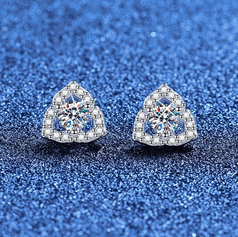 Pendientes de Botón de Plata de Ley 925 con Moissanita para Mujer Forma de Flor Corazón Joyería Elegante con Certificado