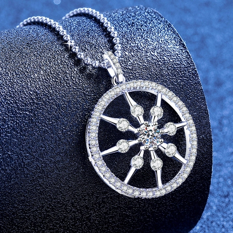 Collana con Ciondolo in Argento Sterling 925 Moissanite Donna Bussola Timone Fiocco di Neve Geometrico Gioielli di Moda Regalo