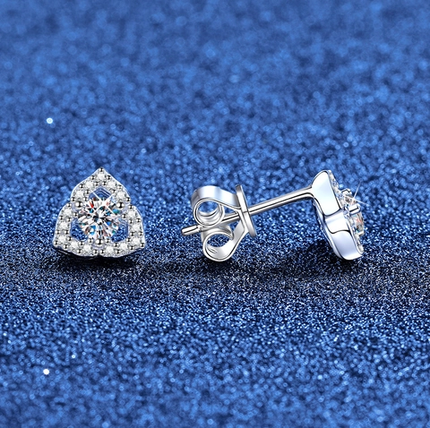Pendientes de Botón de Plata de Ley 925 con Moissanita para Mujer Forma de Flor Corazón Joyería Elegante con Certificado