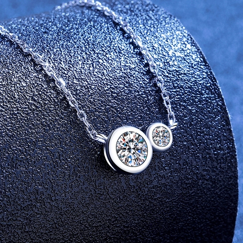S925 Sterling Silver Moissanite Necklace French Bubble Pendant Round Inlaid Dainty Chain Necklace For Women Luxury Jewelry