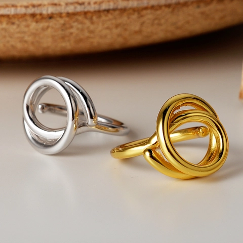 S925 Sterling Silver Minimalist Geometric Open Ring For Women Korean Style Multilayer Spiral Adjustable Line Jewelry