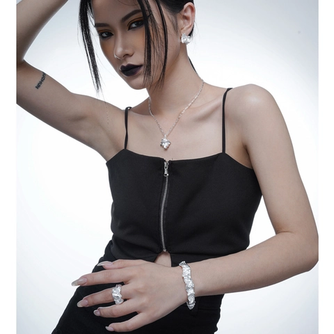 Anillo Abierto de Plata de Ley 925 con Textura Arrugada Irregular Minimalista Ajustable Joyería de Moda para Mujer