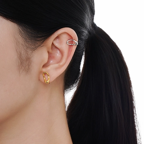 Minimalistisch 925 Sterlingsilber Geometrisch Ohrclip Für Damen Unregelmäßig Hohl Oval Ohne Ohrloch Gold Silber Schmuck Geschenk