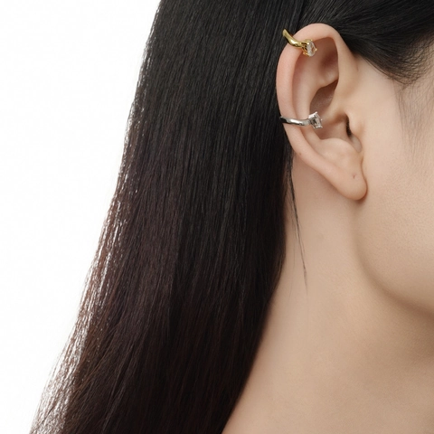 Pendientes de Clip de Plata de Ley S925 con Circonita en Gota de Agua Sin Perforación Joyería Minimalista Chapado en Oro 18K Mujer