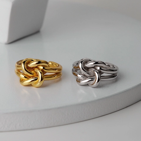 Minimalist 925 Sterling Silver Winding Knot Open Ring For Women Adjustable Multi Layer Stackable Fashion Finger Jewelry