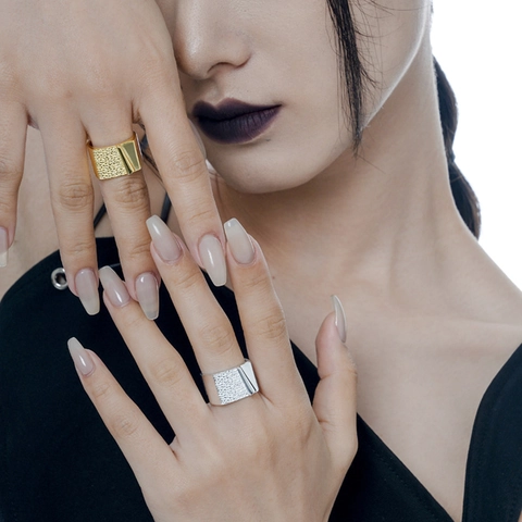 925 Sterlingsilber Ring Für Damen Minimalistische Origami Textur Gehämmert Verstellbarer Offener Ring Geometrischer Breiter Statement Schmuck