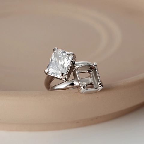 S925 Sterlingsilber Offener Verstellbarer Ring Für Damen Minimalist Hohles Quadrat Geometrisch Strass Eingelegter Fingerring Schmuck Geschenk