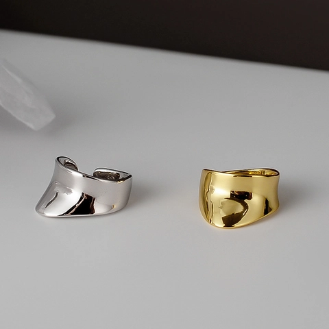 S925 Plata de Ley Irregular Geométrico Pendientes de Clip Para Mujeres Sin Perforación Minimalista Oro Plata Chapado Joyería