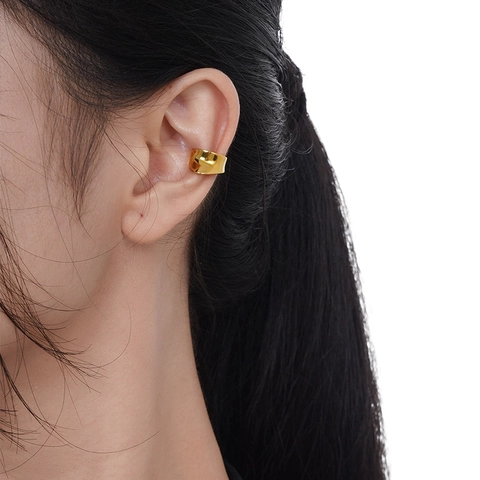 S925 Plata de Ley Irregular Geométrico Pendientes de Clip Para Mujeres Sin Perforación Minimalista Oro Plata Chapado Joyería