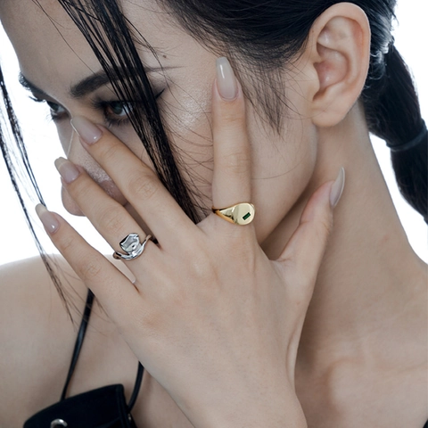 Minimalistisch S925 Sterlingsilber Unregelmäßig Flüssigmetall Offener Ring Verstellbare Organische Form Damen Fingerring