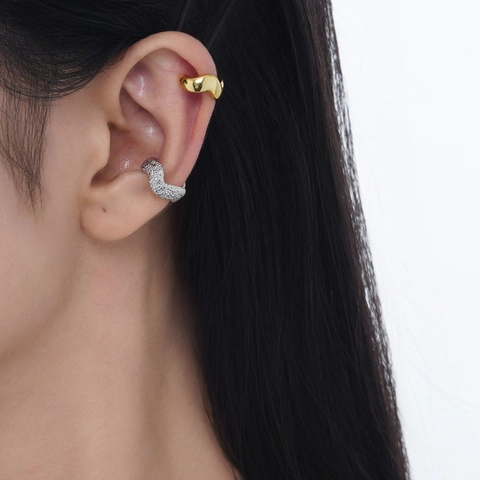 Minimalist 925 Sterling Silver Wave Ear Cuffs Non Pierced Fashion Textured Smooth Ear Clips For Women Jewelry Gift