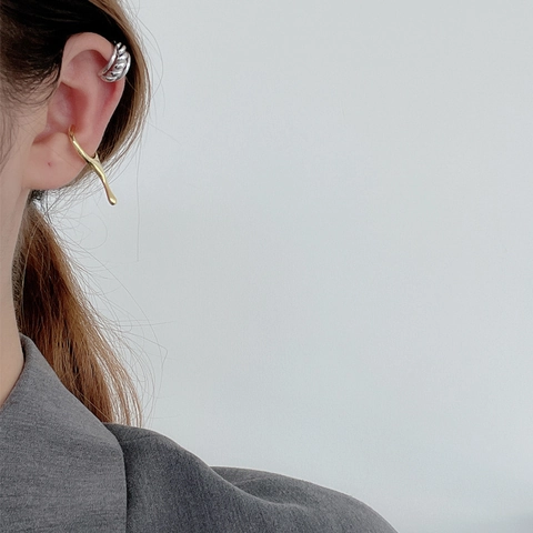 Minimalist 925 Sterling Silver Irregular Water Drop Ear Cuff For Women Non Pierced Liquid Metal Geometric Geometric Earring