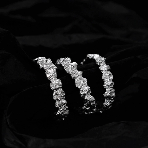925 Sterling Zilveren Ring Voor Dames Minimalistische Onregelmatige Rotstextuur Lava-Stijl Verguld Industriële Vingerring Sieraden Cadeau