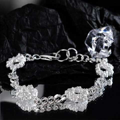 Minimalistische 925 Sterling Zilveren Armband voor Dames met Onregelmatige Rotstextuur Niche Ontwerper Grove Ketting