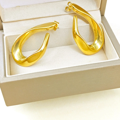 Pendientes de Botón Modernos de Acero Inoxidable Geométricos Irregulares Oro Huecos para Mujer Joyería de Moda Minimalista