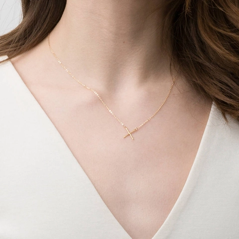 Minimalist Stainless Steel Letter X Pendant Necklace Hammered Texture Metal Chain Jewelry For Women Gold Silver Rose Gold Punk Fashion Accessory