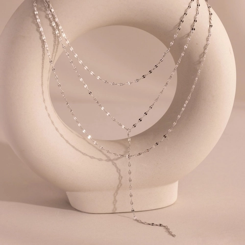 Sexy Collana a Y Multistrato in Acciaio Inossidabile per Donna Placcata Oro Argento Catena Sottile Gioielli Minimalisti