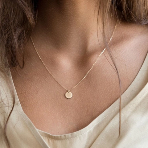 Collana Con Pendente Rotondo In Acciaio Inossidabile Minimalista Da Donna Gioielli Di Moda In Oro Argento Oro Rosa