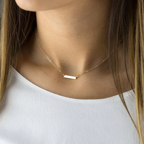 Minimalist Stainless Steel Rectangle Bar Pendant Necklace For Women Exquisite 316L Stainless Steel Chain Jewelry Fashion Commuting Accessory