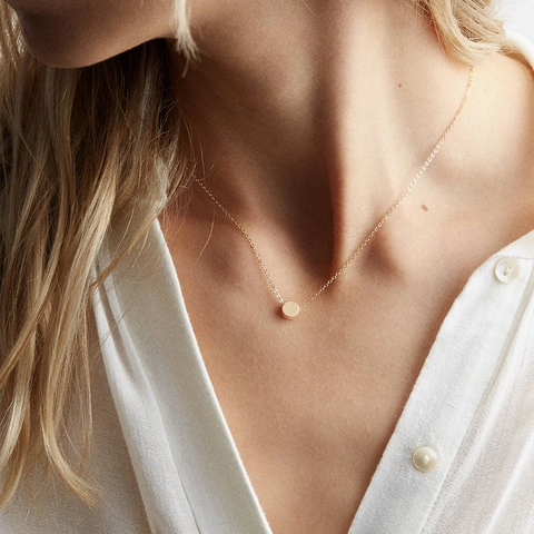 Minimalist Stainless Steel Round Disk Pendant Necklace For Women Gold Silver Rose Gold Plated Geometric Fashion Jewelry Chain