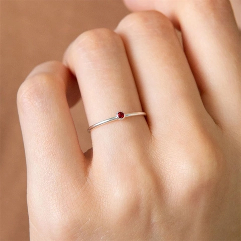Minimalist 316L Stainless Steel Birthstone Rings For Women Gold Silver Rose Gold Plated Cubic Zirconia Stackable Ring Fashion Jewelry