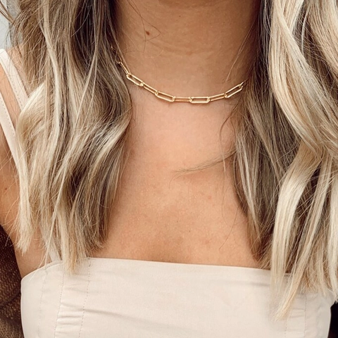 Minimalistische 316 Edelstahl Büroklammer Gliederkette Halskette Gold Stahlton Hip Hop Punk Schmuck Für Unisex Alltag