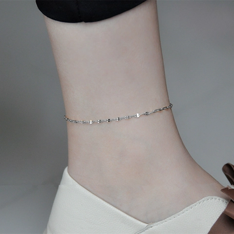 Minimalist Stainless Steel Lip Chain Anklet For Women Adjustable Gold Silver Color Lace Chain Summer Beach Body Jewelry