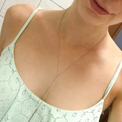 Collana Lariat Minimalista in Acciaio Inossidabile con Barra Verticale per Donna Placcata in Oro Argento e Oro Rosa Catena a Y Gioielli