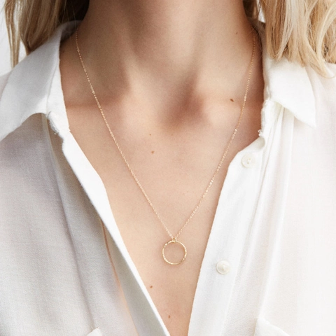 Collana Minimalista in Acciaio Inossidabile Con Ciondolo Luna Martellata Per Donna Oro Rosa Argento Oro Gioielli Geometrici