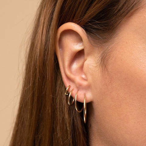 Orecchini a Cerchio Minimalisti in Acciaio Inossidabile per Donna Placcati Oro Lisci Tondi Orecchini a Cerchio Gioielli di Moda