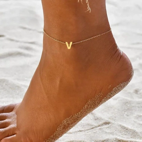 Stainless Steel Letter Anklet For Women Initial Alphabet Anklet Minimalist DIY Foot Chain Jewelry Gold Silver Rose Gold