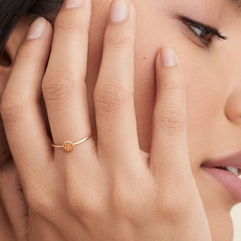 Edelstahl Minimalistischer Runder Geburtsstein Ring Für Damen Eingelegt Strass Nicht Verblassend Leichter Luxusmode Zeigefinger Ring Geschenk Schmuck