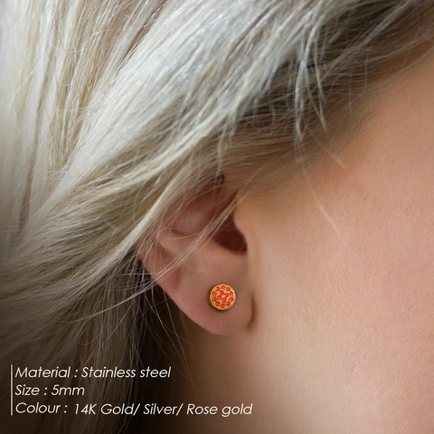Boucles d'Oreilles Clous en Acier Inoxydable Pierre de Naissance Rond Micro Pavé Strass Or Or Rose Plaqué Bijoux Minimalistes Unisexe