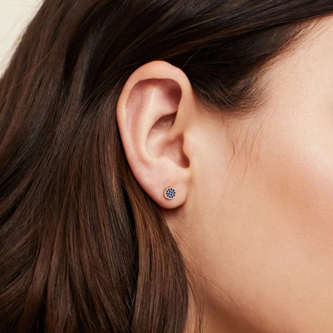 Boucles d'Oreilles Clous en Acier Inoxydable Strass Rond Or Argent Pierre de Naissance Minimaliste Petit Bijou Géométrique Cadeau Femme