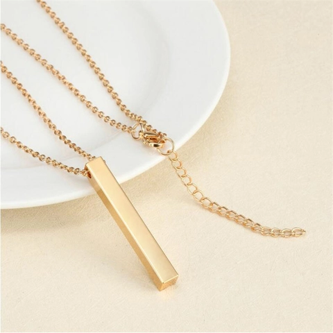 Collar Minimalista de Acero Inoxidable con Colgante de Barra Cuadrada para Mujeres y Hombres Joyería de Collar de Columna Vertical